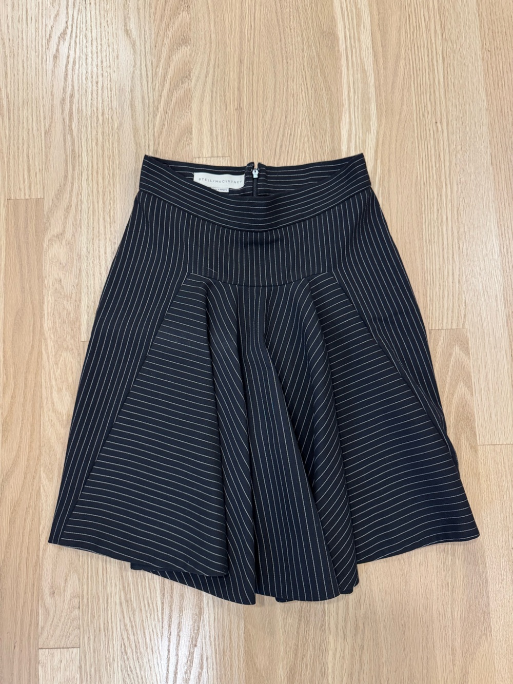 Stella McCartney Navy and White Pinstripe Circle Skirt